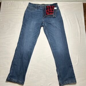 Duluth Trading Ballroom Double Flex Jeans Mens 34x34* Relaxed Fit Flannel Lined